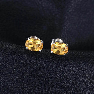 Sterling Silver Natural Citrine Stud Earrings-Your Soul Place